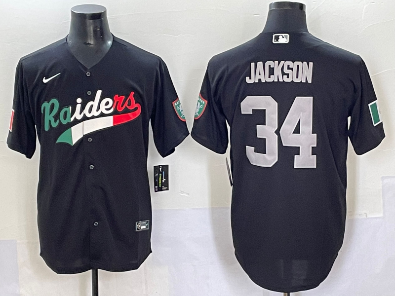 Men's Las Vegas Raiders Bo Jackson Black Alternate Player Jersey football jersey product view 1