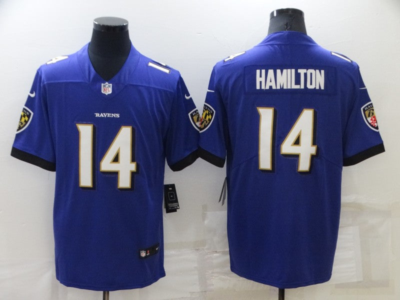 Men's Baltimore Ravens Kyle Hamilton Purple Game Jersey football jersey product view 1