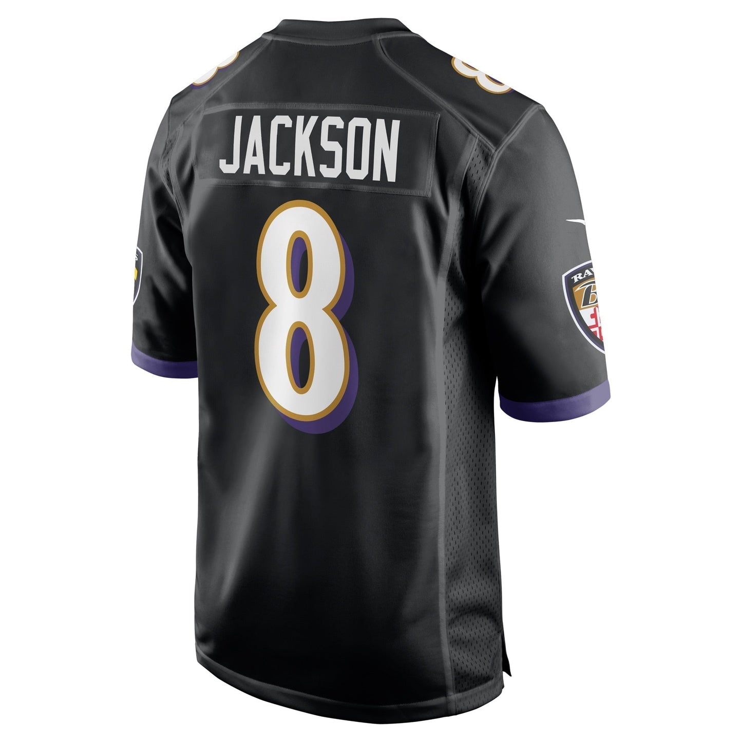 Lamar Jackson Baltimore Ravens Alternate Game Jersey - Black football jersey product view 3