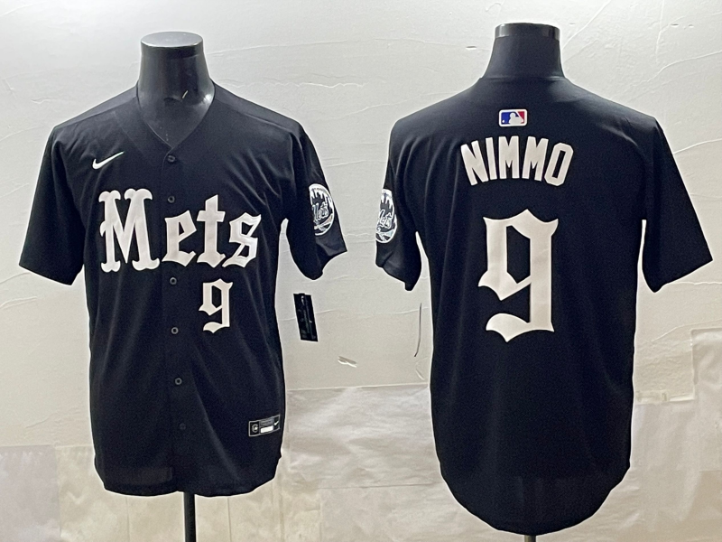 Men's New York Mets Brandon Nimmo #9 Black Replica Player Jersey baseball jersey product view 1