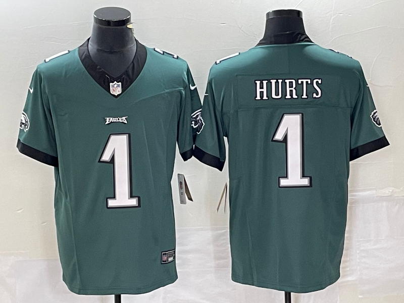 Men's Philadelphia Eagles Jalen Hurts Midnight Green Player Jersey football jersey product view 1