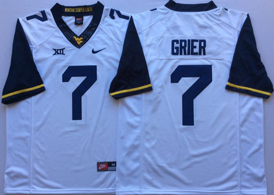 Men's West Virginia Mountaineers Will Grier White Player Game Jersey sports jersey product view 1