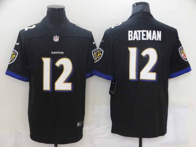 Men's Baltimore Ravens Rashod Bateman Black Game Jersey football jersey product view 1