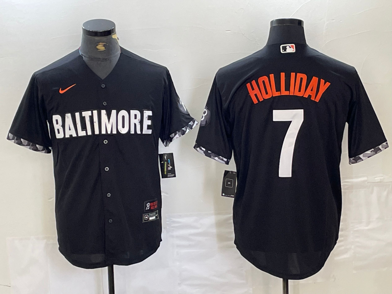 Men's Baltimore Orioles Jackson Holliday #7 Black City Connect Replica Player Jersey1 baseball jersey product view 1