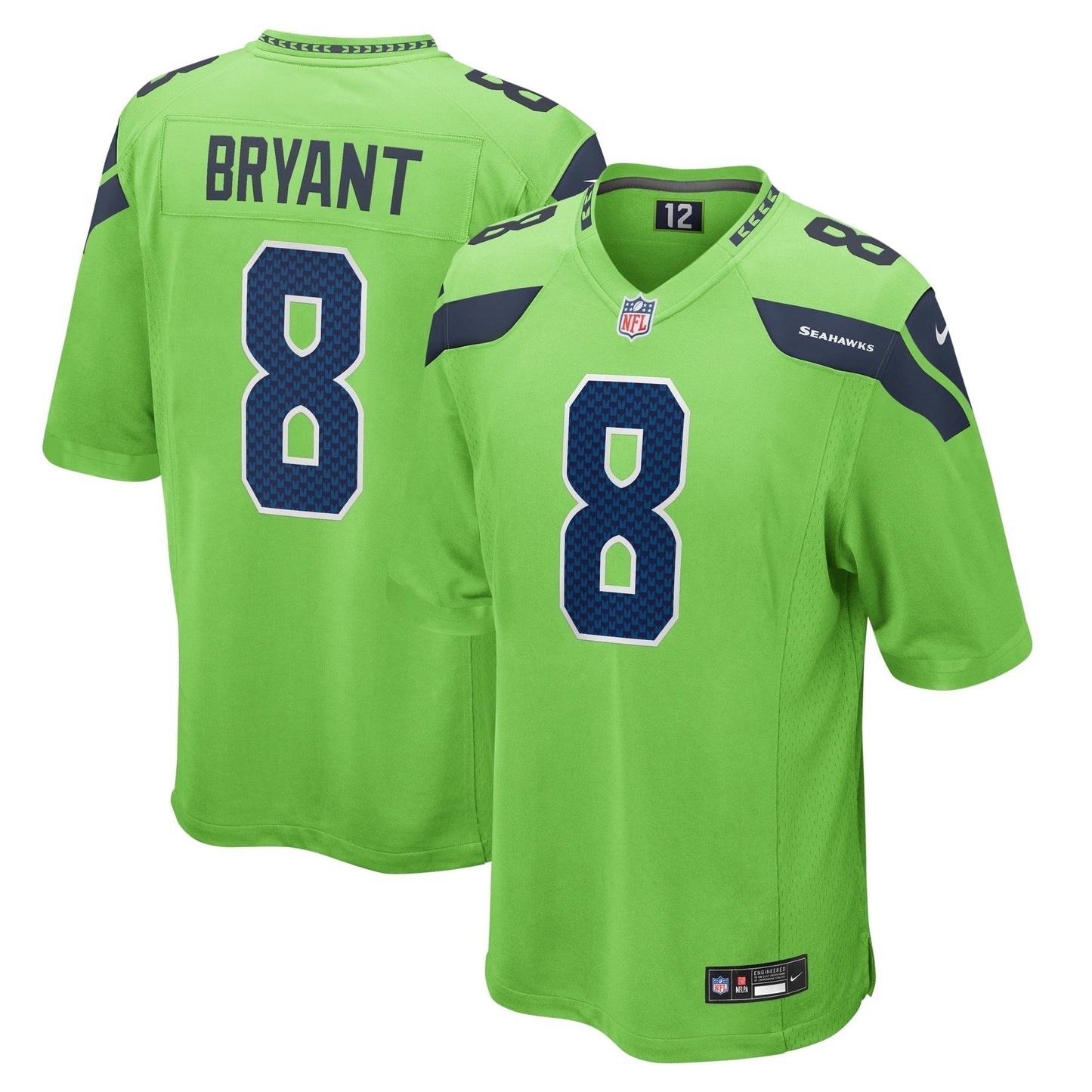 Coby Bryant Seattle Seahawks Game Jersey - Neon Green basketball jersey product view 1