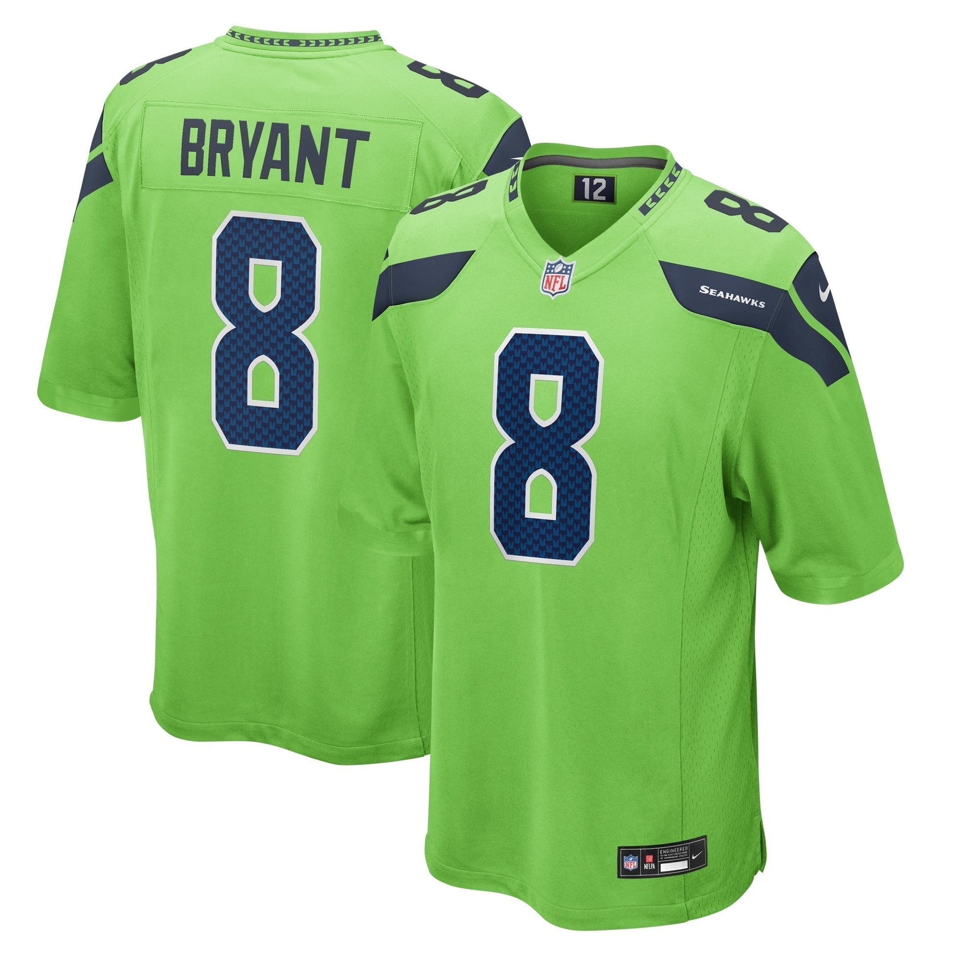 Coby Bryant Seattle Seahawks Game Jersey - Neon Green basketball jersey product view 1