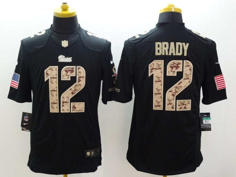 Men's New England Patriots Tom Brady #12 Black Alternate Game Jersey1 football jersey product view 1