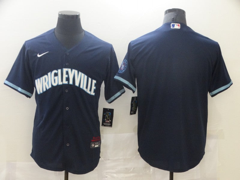 Men's Chicago Cubs Navy City Connect Replica Blank Jersey baseball jersey product view 1