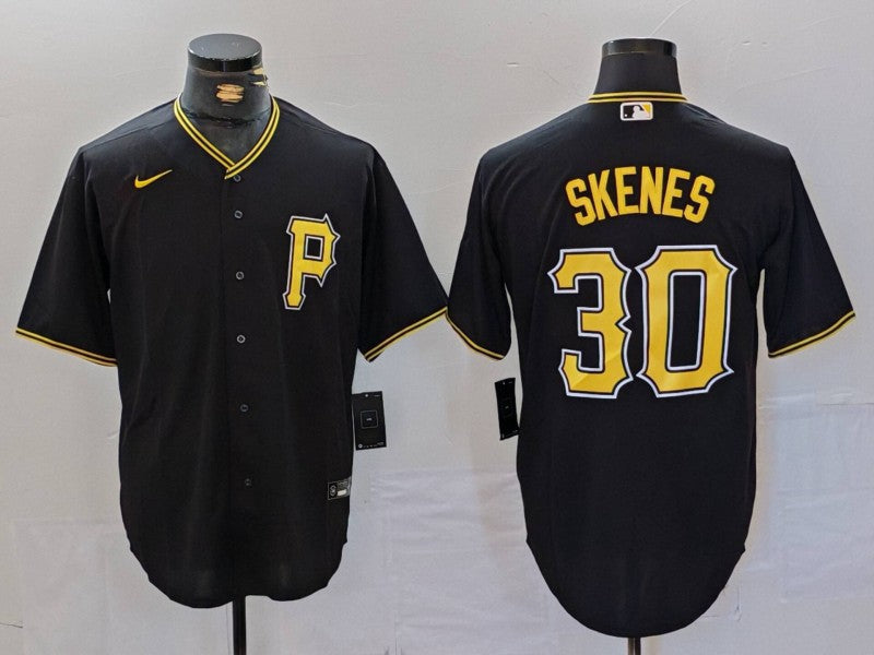 Men's Pittsburgh Pirates Paul Skenes Black Alternate Replica Player Jersey baseball jersey product view 1