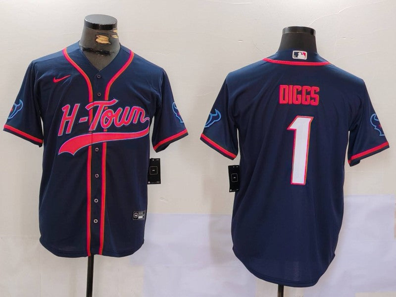 Men's Houston Texans Stefon Diggs #1 Navy Game Player Jersey1 football jersey product view 1