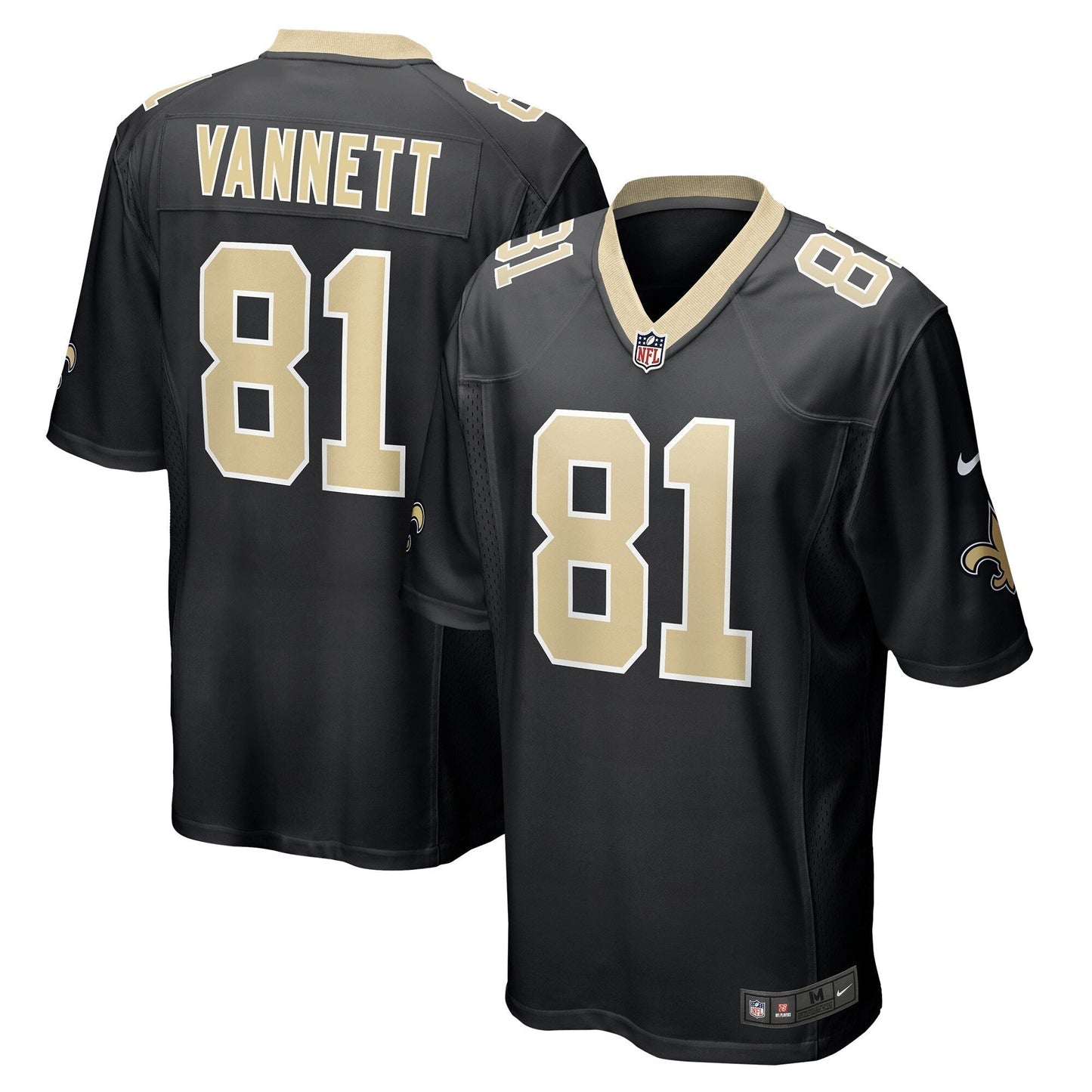 Nick Vannett New Orleans Saints Game Jersey - Black football jersey product view 1