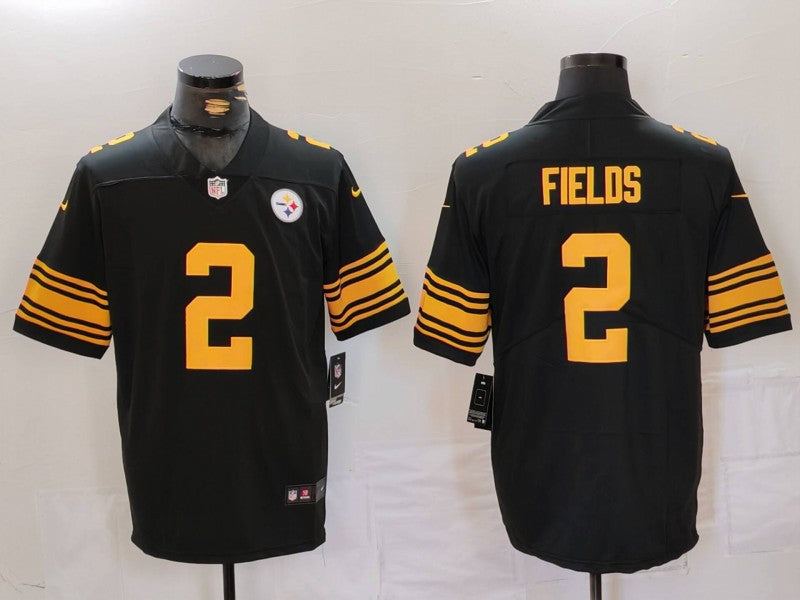 Men's Pittsburgh Steelers Justin Fields Black Game Jersey football jersey product view 1
