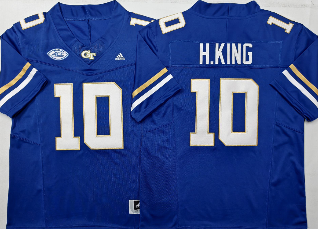 Men's Georgia Tech Football Haynes King #10 Blue Player Jersey football jersey product view 1