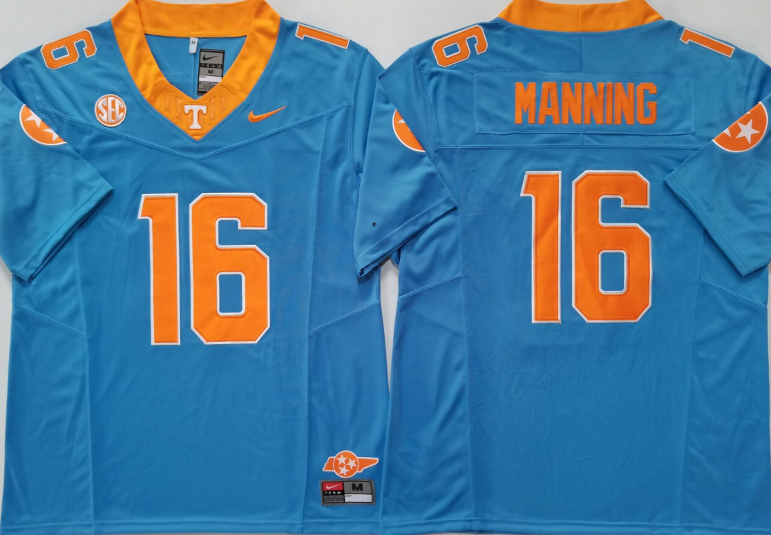 Men's Tennessee Volunteers Manning Blue Game Jersey sports jersey product view 1