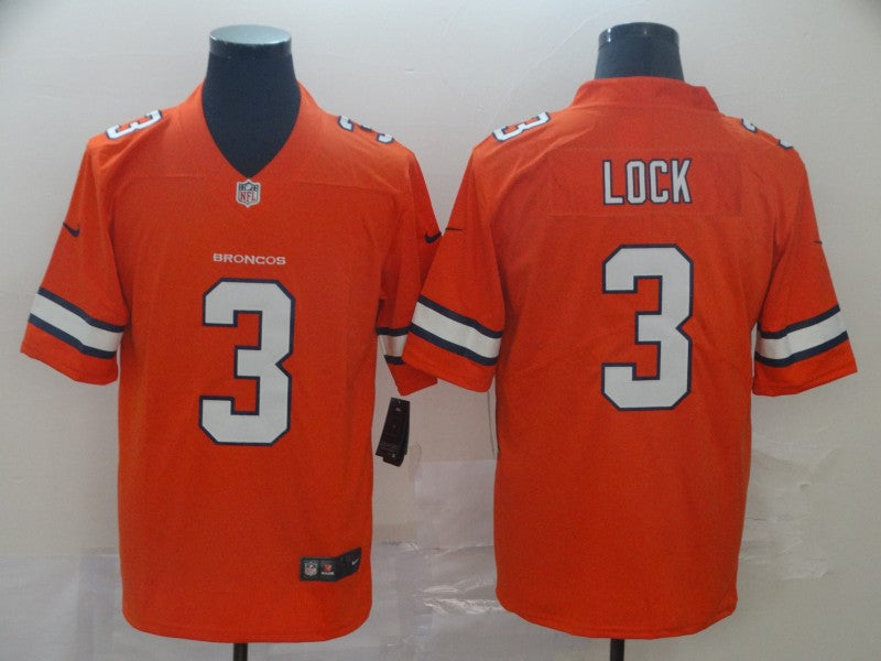 Men's Denver Broncos Drew Lock #3 Orange Game Player Jersey1 football jersey product view 1