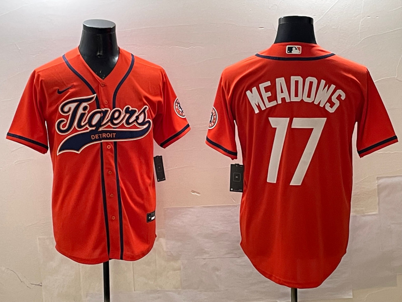 Men's Detroit Tigers Austin Meadows #17 Orange Replica Player Jersey1 baseball jersey product view 1