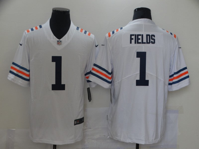 Men's Chicago Bears Justin Fields #1 White Game Jersey1 football jersey product view 1