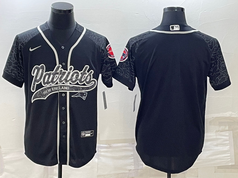 Men's New England Patriots Black RFLCTV Limited Blank Jersey football jersey product view 1