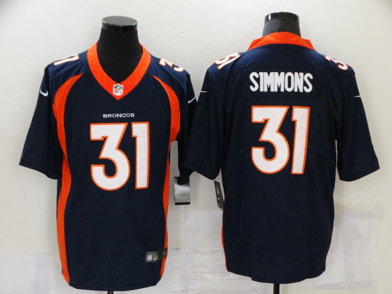 Men's Denver Broncos Justin Simmons #31 Navy Game Jersey1 football jersey product view 1