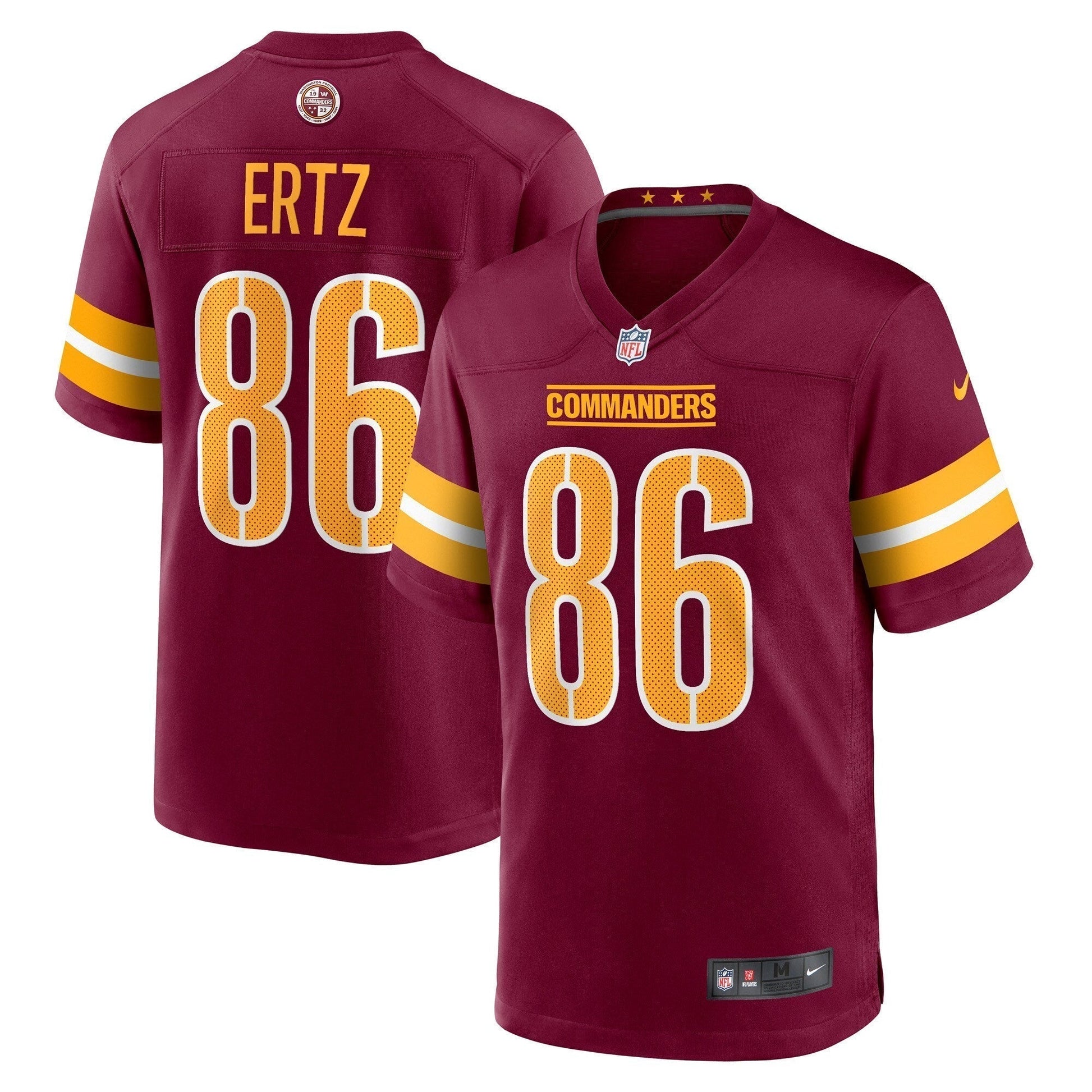 Zach Ertz Washington Commanders Game Jersey - Burgundy football jersey product view 1