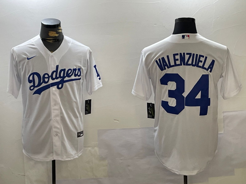 Men's Los Angeles Dodgers Fernando Valenzuela White Replica Baseball Jersey baseball jersey product view 1