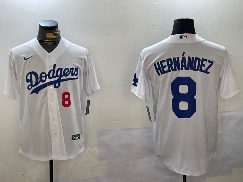 Men's Los Angeles Dodgers Enrique Hernandez White Replica Player Jersey baseball jersey product view 1