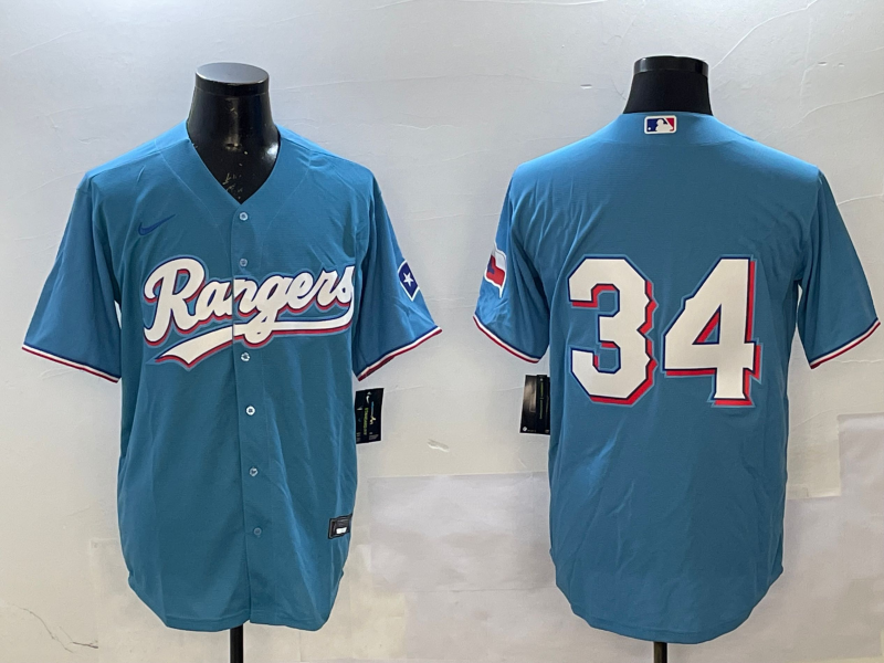 Men's Texas Rangers Nolan Ryan #34 Light Blue Player Jersey baseball jersey product view 1