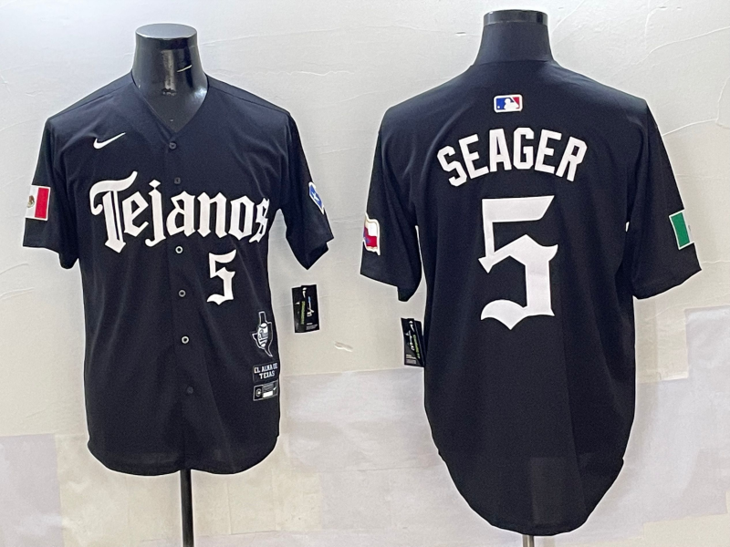 Men's Texas Rangers Corey Seager #5 Black Player Jersey baseball jersey product view 1