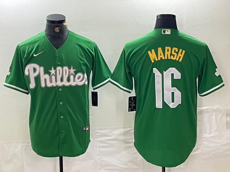Men's Philadelphia Phillies Brandon Marsh #16 Green Replica Player Jersey baseball jersey product view 1