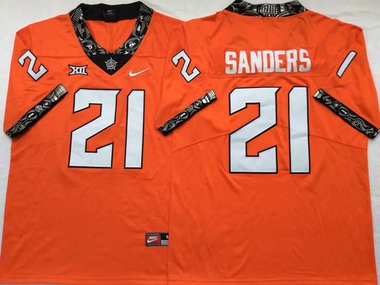 Men's Oklahoma State Cowboys Barry Sanders Orange Player Jersey football jersey product view 1