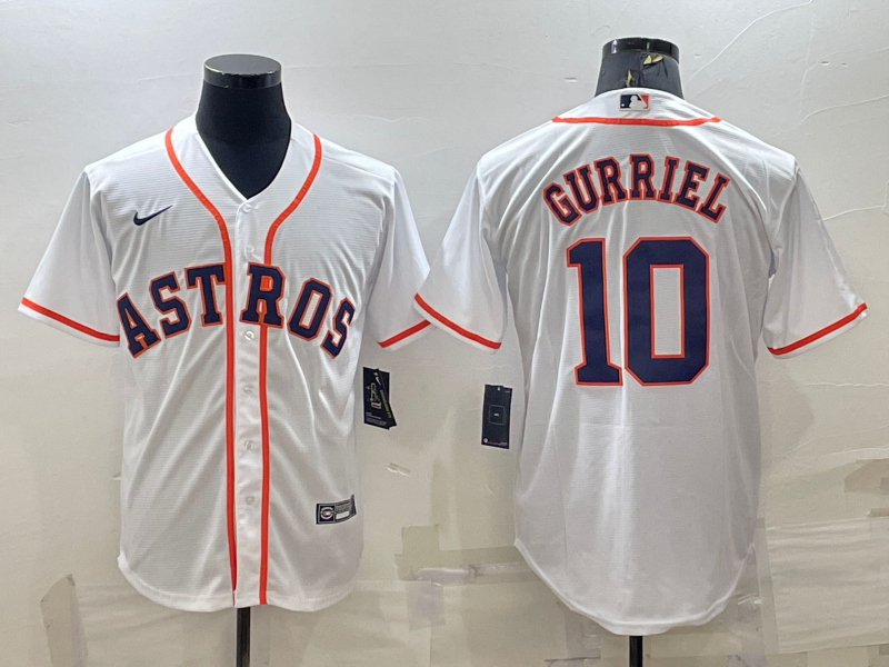 Men's Houston Astros Yuli Gurriel #10 White Home Replica Player Jersey baseball jersey product view 1