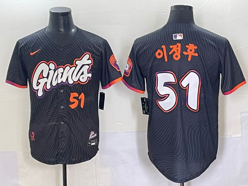 Men's San Francisco Giants Jung Hoo Lee #51 Black 2025 City Connect Player Jersey baseball jersey product view 1