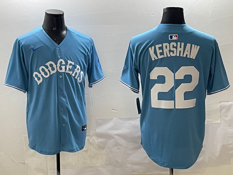 Men's Los Angeles Dodgers Clayton Kershaw #22 Light Blue Limited Player Jersey baseball jersey product view 1