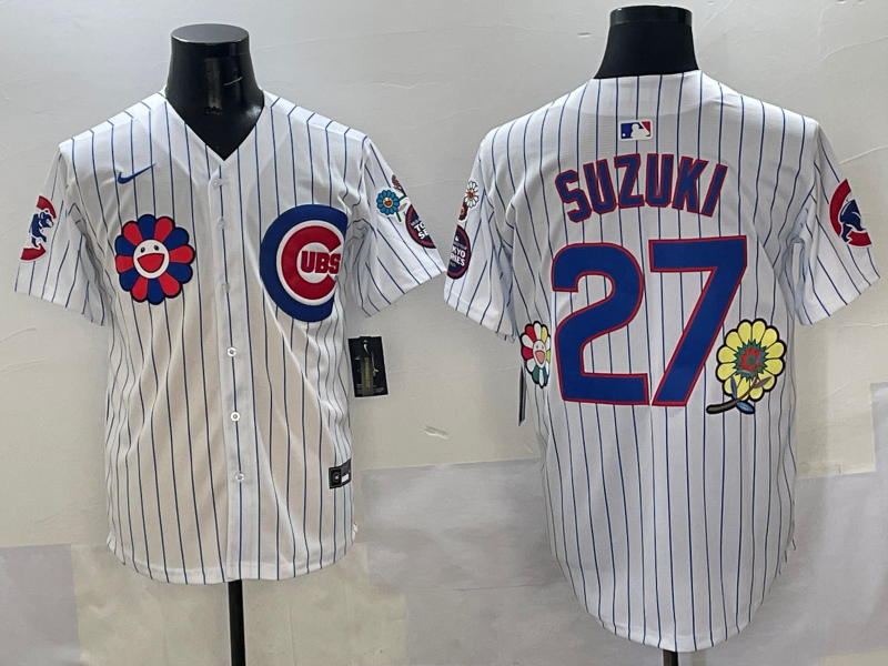 Men's Chicago Cubs Seiya Suzuki #27 White Player Jersey baseball jersey product view 1