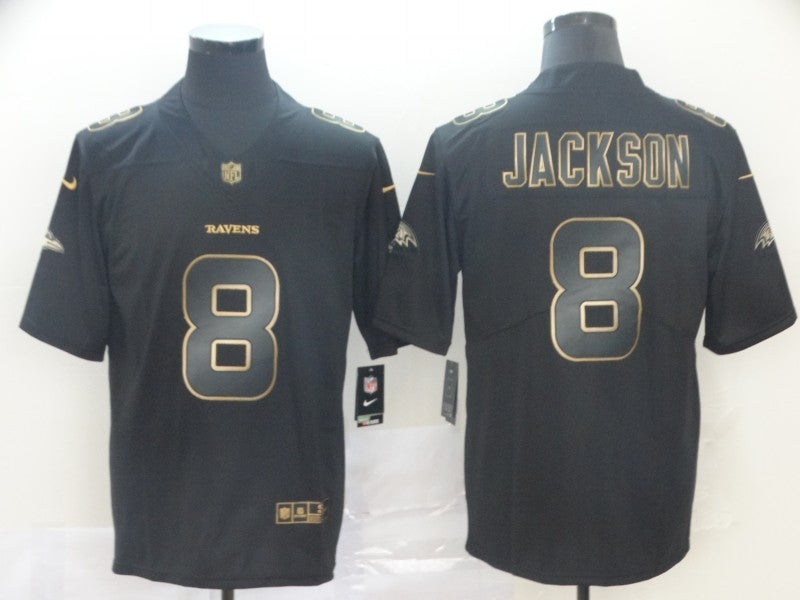 Men's Baltimore Ravens #8 Lamar Jackson Black Team Game Jersey1 football jersey product view 1