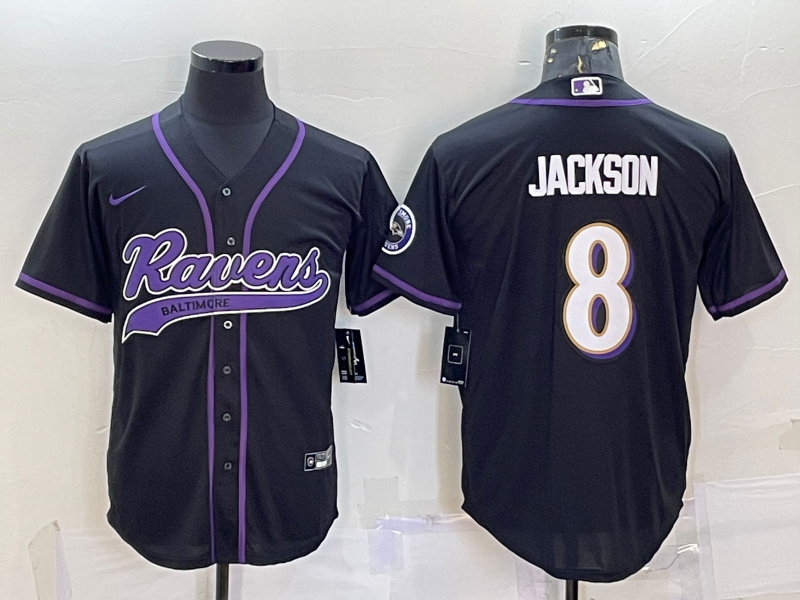 Men's Baltimore Ravens Lamar Jackson Black Game Jersey Joint Edition football jersey product view 1