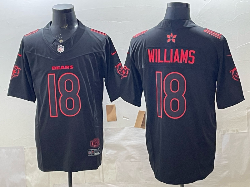 Men's Chicago Bears Caleb Williams #18 Black Game Player Jersey football jersey product view 1