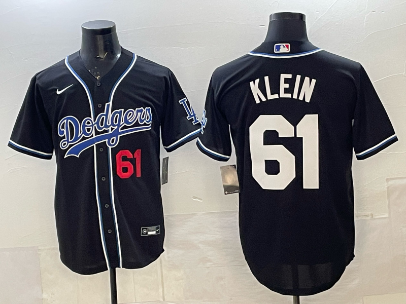 Men's Los Angeles Dodgers Clay Klein Black Replica Player Jersey baseball jersey product view 1