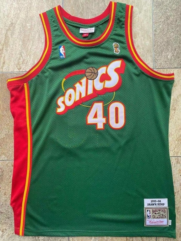 Kemp Supersonics Green 40 MN basketball jersey product view 2