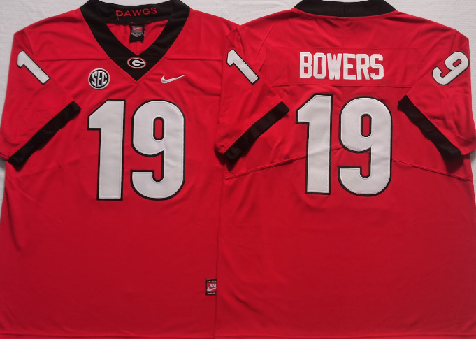 Men's Georgia Bulldogs Brock Bowers #19 Red Player Game Jersey sports jersey product view 1