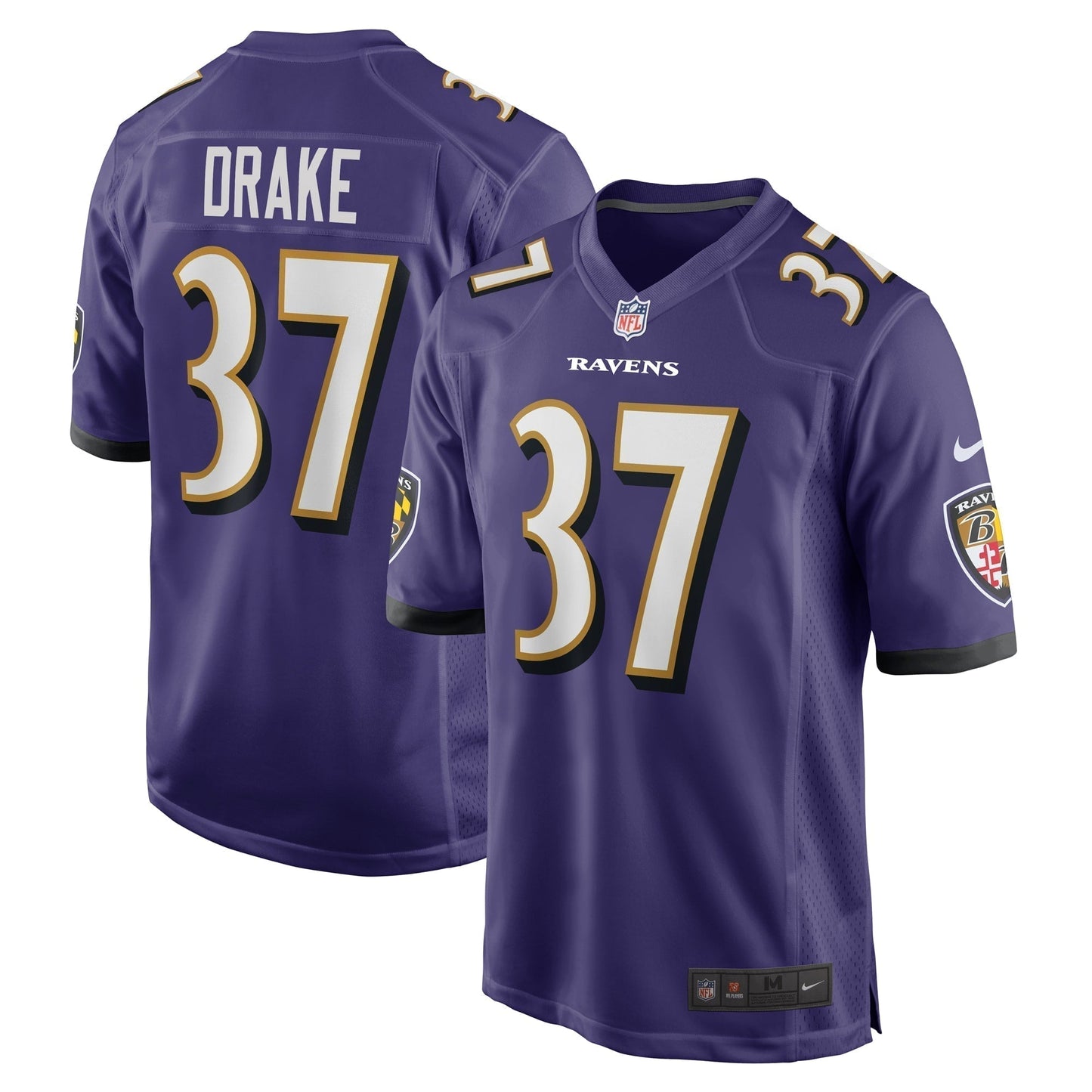 Kenyan Drake Baltimore Ravens Game Jersey - Purple football jersey product view 1