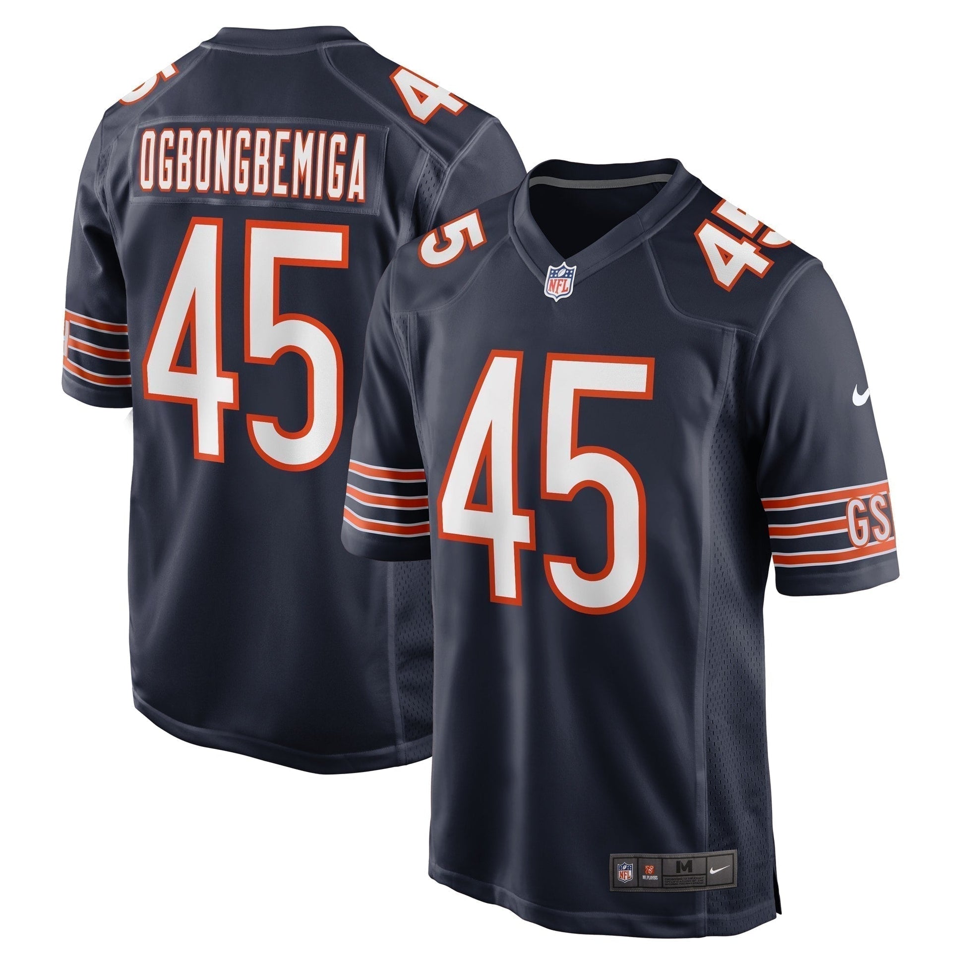 Amen Ogbongbemiga Chicago Bears Game Jersey - Navy football jersey product view 1