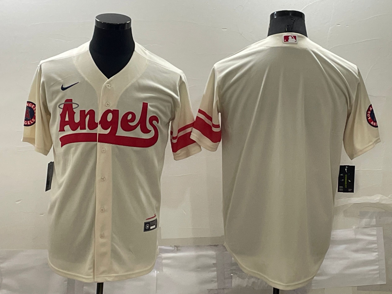 Men's Los Angeles Angels Cream 2022 City Connect Replica Team Blank Jersey1 baseball jersey product view 1