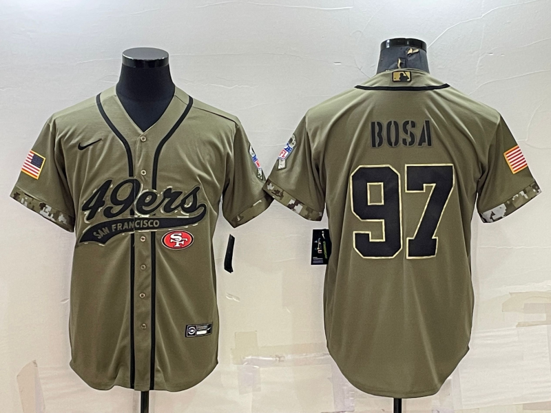 Men's San Francisco 49ers Nick Bosa Olive 2022 Salute To Service Retired Player Limited Jersey Joint Edition football jersey product view 1