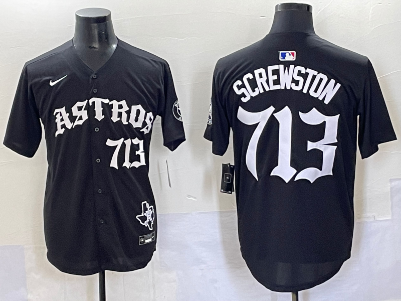 Men's Houston Astros Screwston Black Team Player Jersey baseball jersey product view 1