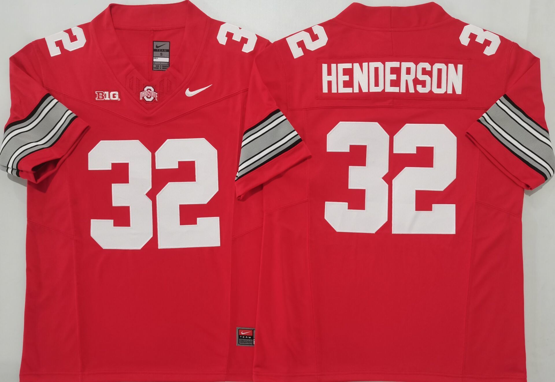 Men's Ohio State Buckeyes Treveyon Henderson #32 Red Game Jersey sports jersey product view 1