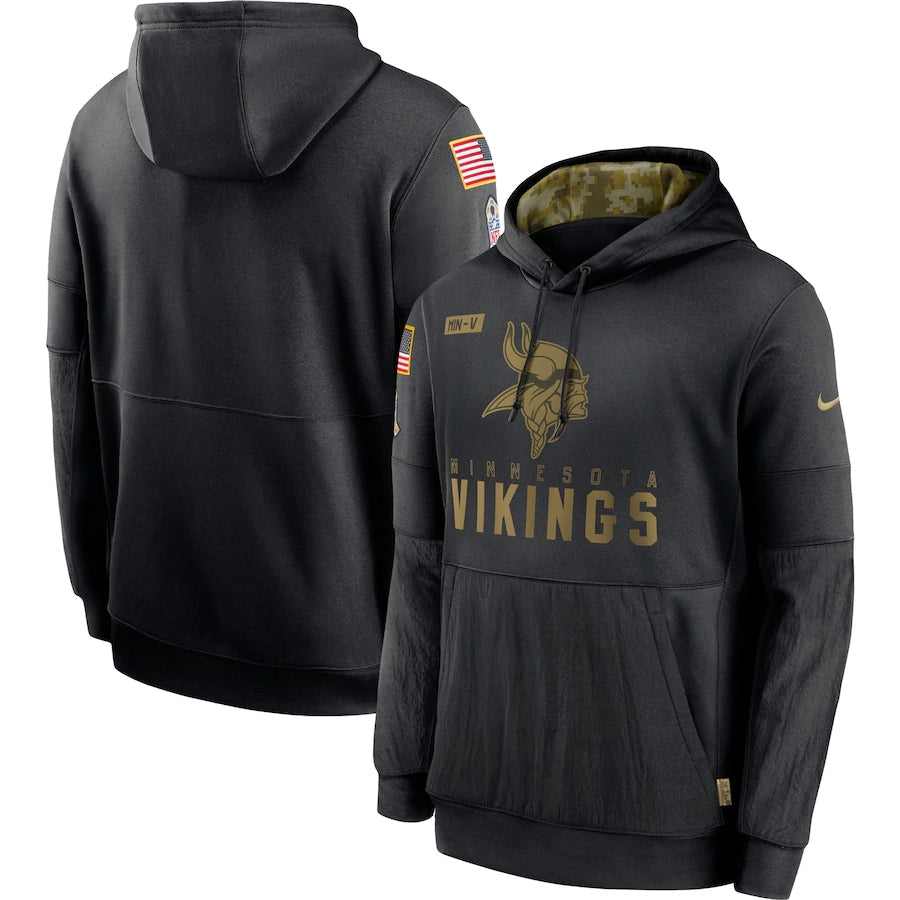 Men's Minnesota Vikings 2020 Salute to Service Hoodie Black football jersey product view 1