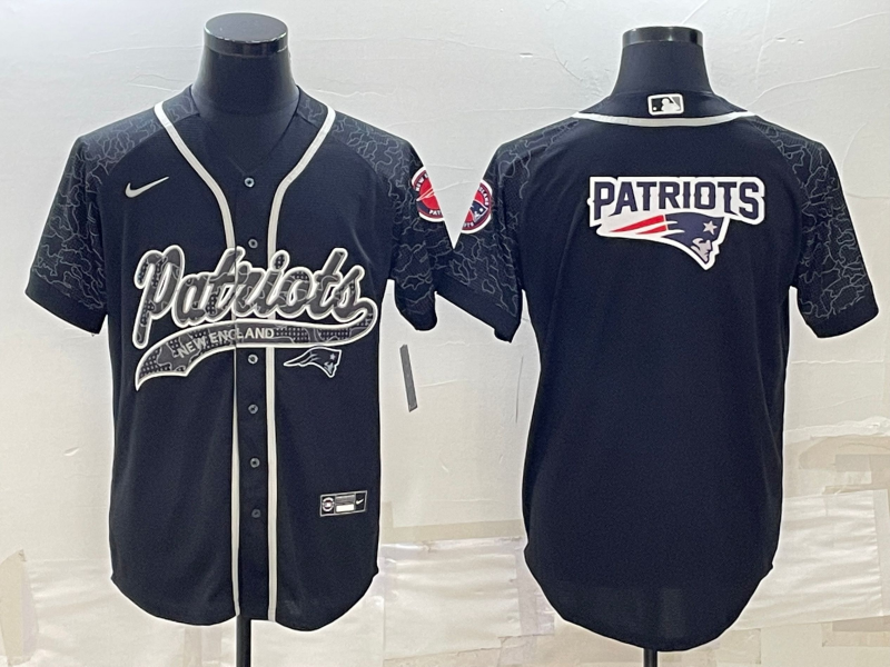 Men's New England Patriots Black RFLCTV Limited Jersey football jersey product view 1