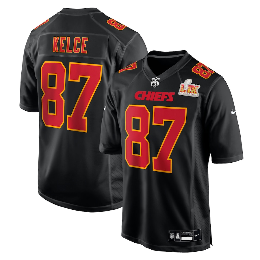 Men's Kansas City Chiefs Travis Kelce #87 Carbon Black Super Bowl LIX Fashion Game Jersey1 football jersey product view 1
