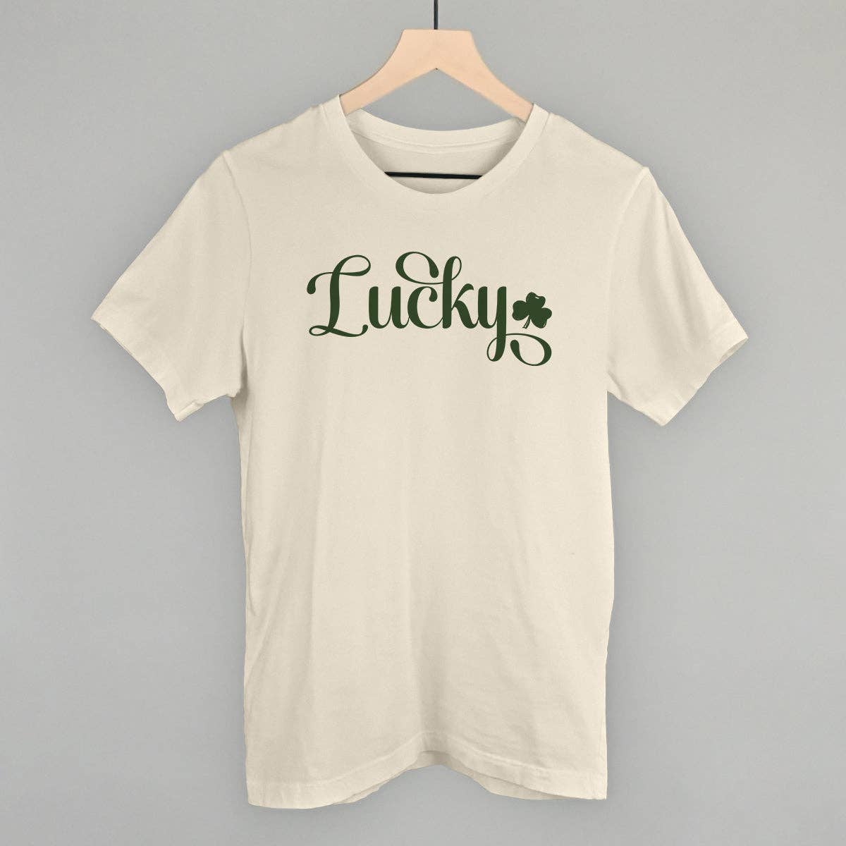 Lucky Script + Clover Unisex T-shirt, Sweatshirt, Hoodie, Long Sleeve Tee - T-Shirt, Sweatshirt, Hoodie